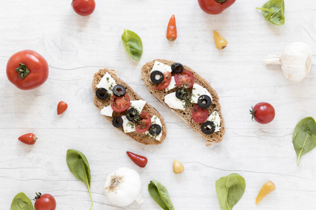 Olives and Tomato Bruschetta